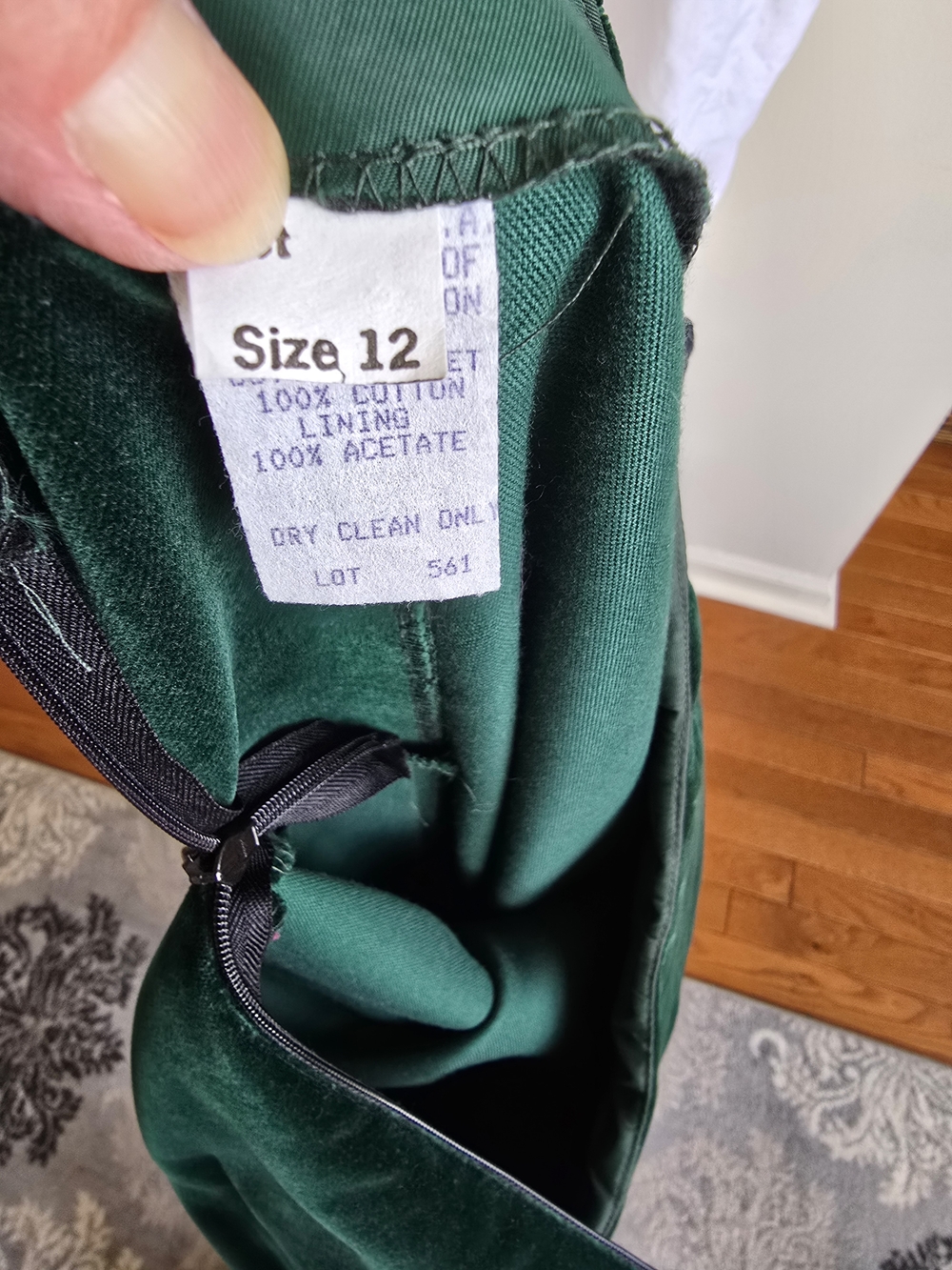 Emerald Green Velvet Two-Piece Skirt Suit with Gold Trim And Matching Purse - Picture 6 of 8